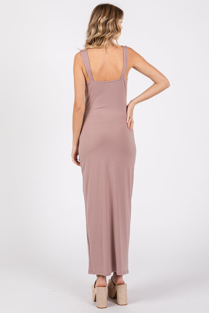 Mauve Cowl Neck Sleeveless Midi Dress
