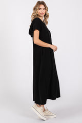 Black Fleece Hooded Midi Dress