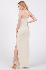 Ivory Knit Sleeveless Maxi Dress