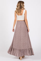 Mauve Floral Ruffle Hi-Low Maxi Skirt