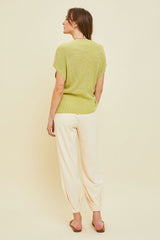 Sage Knit Pocket Front Top