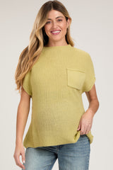 Sage Knit Pocket Front Maternity Top