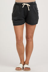 Charcoal Faded Wash Maternity Drawstring Shorts