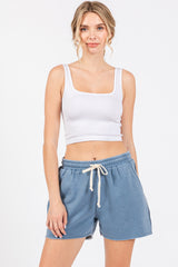 Blue Faded Wash Maternity Drawstring Shorts