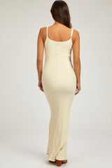 Cream Ribbed Maternity Maxi Dress