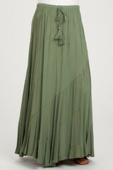 Olive Tassel String Maternity Maxi Skirt