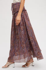 Purple Paisley Halter Smocked Midi Dress