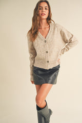 Hazelnut Latte Boxy Knit Cardigan