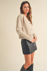 Hazelnut Latte Boxy Knit Cardigan