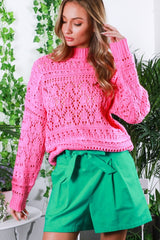 Fuschsia Open Knit Sweater