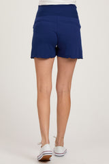 Navy Blue Smocked Maternity Lounge Shorts