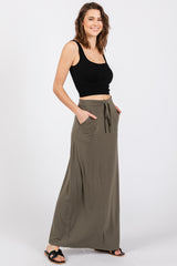 Light Olive Drawstring Maxi Skirt