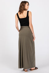 Light Olive Drawstring Maxi Skirt