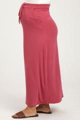 Salmon Drawstring Maternity Maxi Skirt