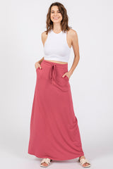 Salmon Drawstring Maternity Maxi Skirt