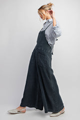 Faded Denim Washed Cotton Jumpsuit/Overalls