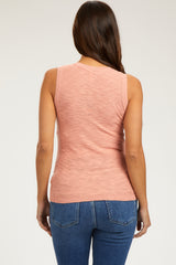 Peach Knit Sleeveless Maternity Top