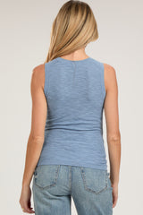 Light Blue Knit Sleeveless Maternity Top