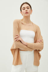 Beige Knit Dolman Sleeve Cardigan