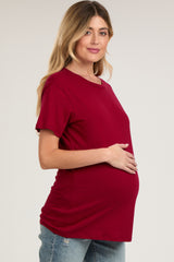 Light Burgundy Oversized Short Sleeve Maternity Top