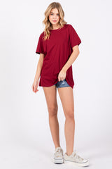 Light Burgundy Oversized Short Sleeve Top