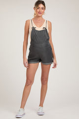 Charcoal Front Pocket Maternity Short Overalls