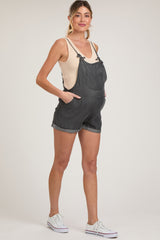 Charcoal Front Pocket Maternity Short Overalls