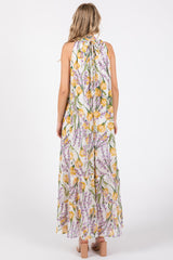 White Floral Halter Maxi Dress