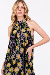 Black Floral Halter Maxi Dress