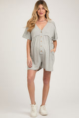 Heather Grey Button Down Maternity Romper