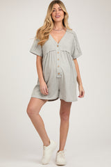 Heather Grey Button Down Maternity Romper