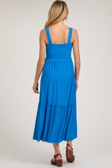 Royal Sleeveless Tiered Maternity Maxi Dress