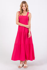 Fuchsia Sleeveless Tiered Maxi Dress