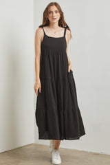 Black Sleeveless Tiered Maxi Dress