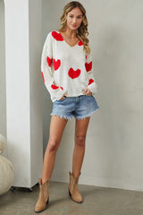 Ivory Red Multi Heart Sweater