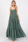 Light Olive Printed Tiered Maxi Dress