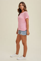 Pink Open Knit Top