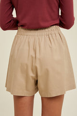 Taupe Smocked Waist Shorts