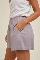 Lavender Grey Smocked Waist Maternity Shorts