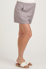 Lavender Grey Smocked Waist Maternity Shorts