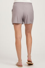 Lavender Grey Smocked Waist Maternity Shorts