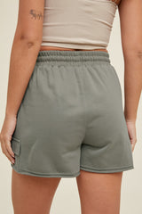 Olive Cargo Raw Hem Lounge Shorts