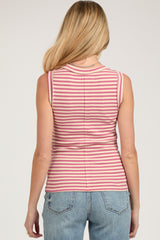 Cream Pink Sleeveless Ribbed Maternity Tank Top