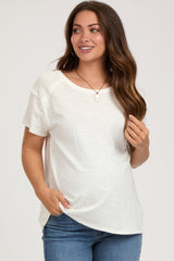 Ivory Raw Hem Maternity Short Sleeve Top