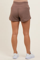 Brown Terry Maternity Shorts