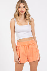 Peach Washed Denim Maternity Shorts