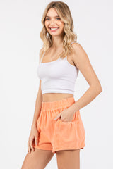 Peach Washed Denim Shorts