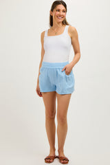 Light Blue Washed Denim Maternity Shorts