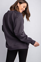 Charcoal Pullover Maternity Terry Crewneck