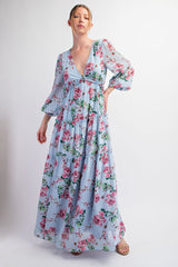 Floral Chiffon Ruffle Tiered Maxi Dress